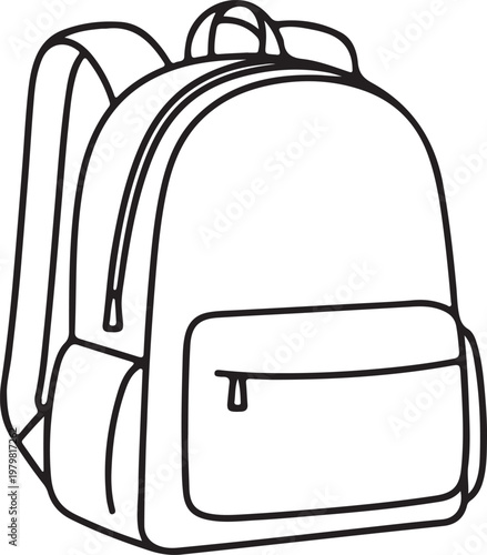 Simple line art backpack, school bag, travel accessory