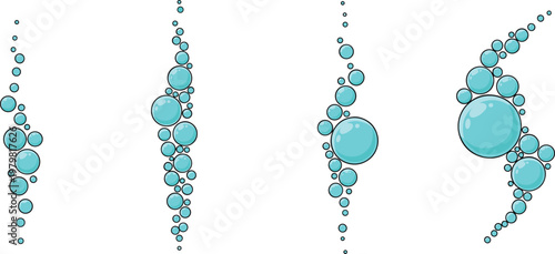 Water Bubble Abstract Collection with Blue Liquid Sphere Elements Set for Underwater Design Clean Aqua Vector Illustration