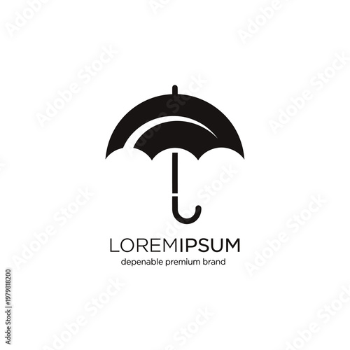 Black and white umbrella logo symbol.