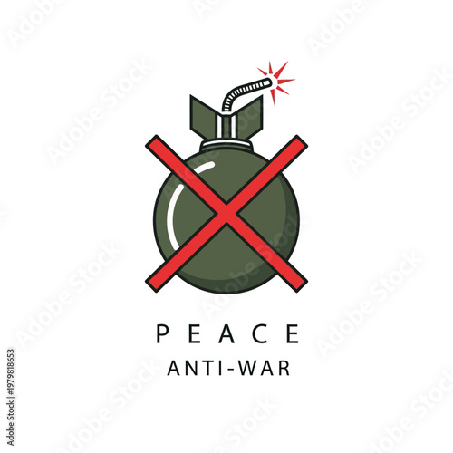 No Bomb Symbol, Peace Anti-War Concept, Stop Violence, Conflict Resolution