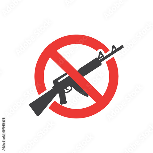 No Guns Allowed Sign Icon: Stop Violence, Peace Symbol, Gun Control Concept
