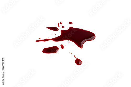 blood dripping against isolated with clipping path on white background. blood splash with drip effect, drops and streaks