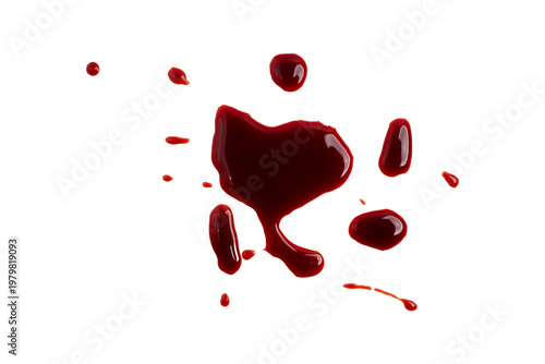 blood dripping against isolated with clipping path on white background. blood splash with drip effect, drops and streaks