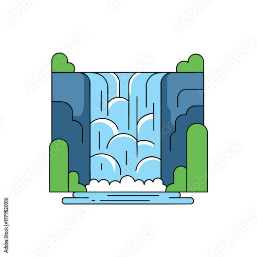 Beautiful Cascading Waterfall in a Natural Forest Setting