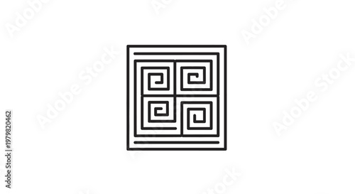A black and white maze design.