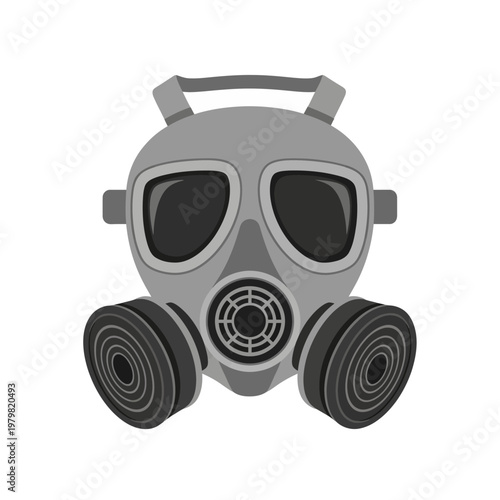Grey Gas Mask Respirator Isolated on White Background, Protection Equipment