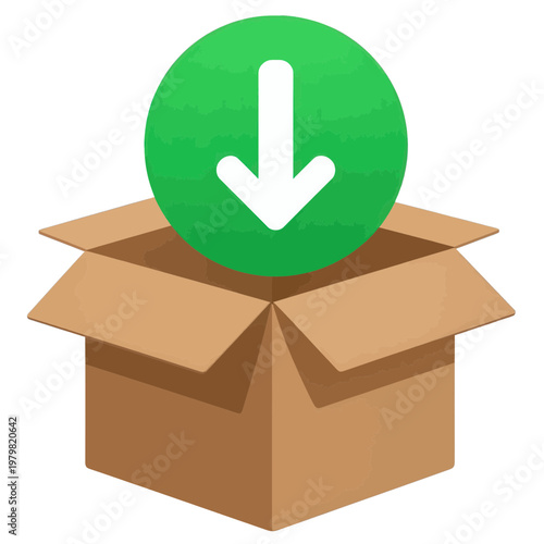 Download Icon in Cardboard Box Flat Vector
