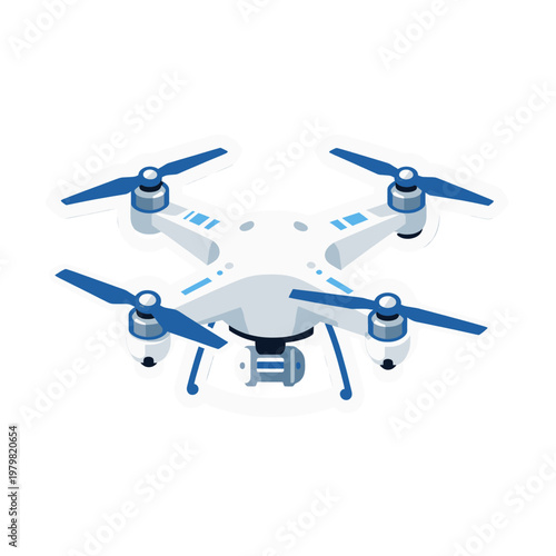 Drone with Blue Propellers Flat Icon