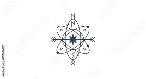 Aesthetic compass rose design element.