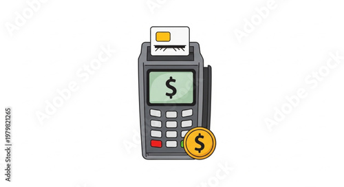 Payment Terminal With Dollar Sign Coin.