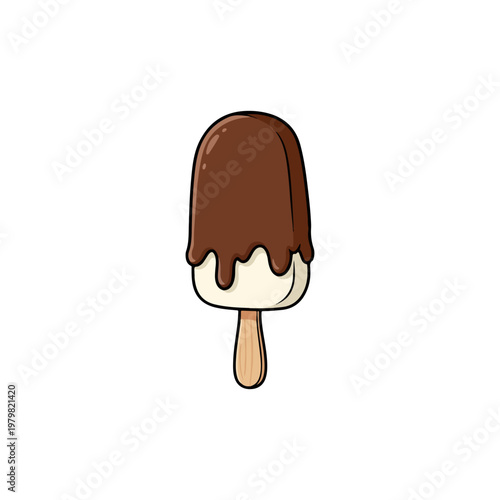Chocolate dipped ice cream bar illustration, flat design