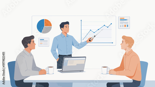 Business meeting with data presentation