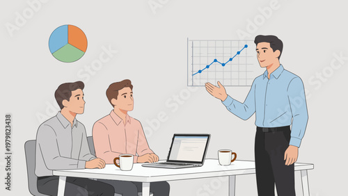 Business meeting with data presentation