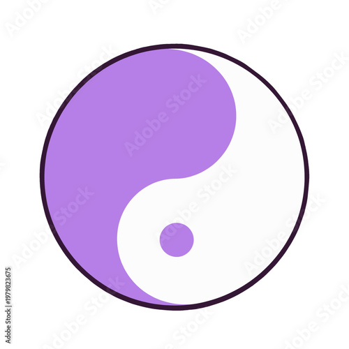 Purple and White Yin Yang Symbol Vector Icon