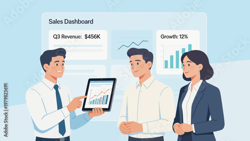 Business team reviewing sales data