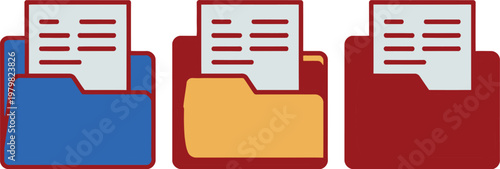 folder icon set different flat design collection featuring opened and closed folders for file management organization and document storage interface