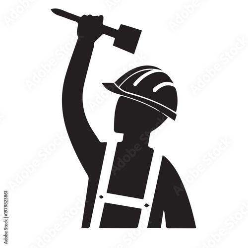Cartoon illustration of a business person or construction worker hand holding a gas pump nozzle as a vector tool icon