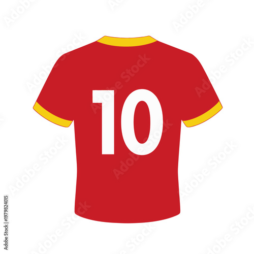Red Soccer Jersey with Number Ten Flat Icon