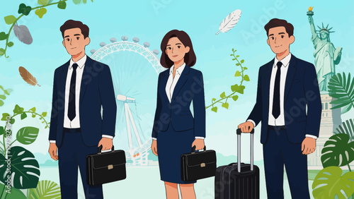 Business travelers with luggage