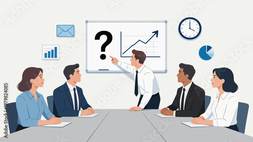 Business meeting with data presentation