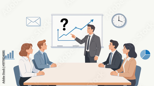 Business meeting with growth chart