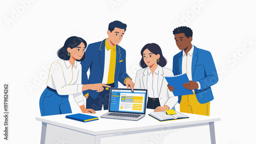 Business team working on laptop
