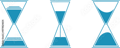 sand scales with different times, glass clock, retro technology