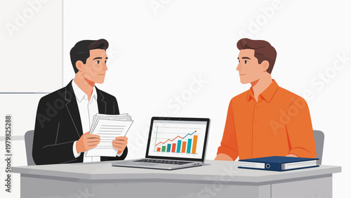Business meeting with data discussion