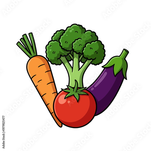 Vegetable Bundle Flat Icon with Colorful Produce