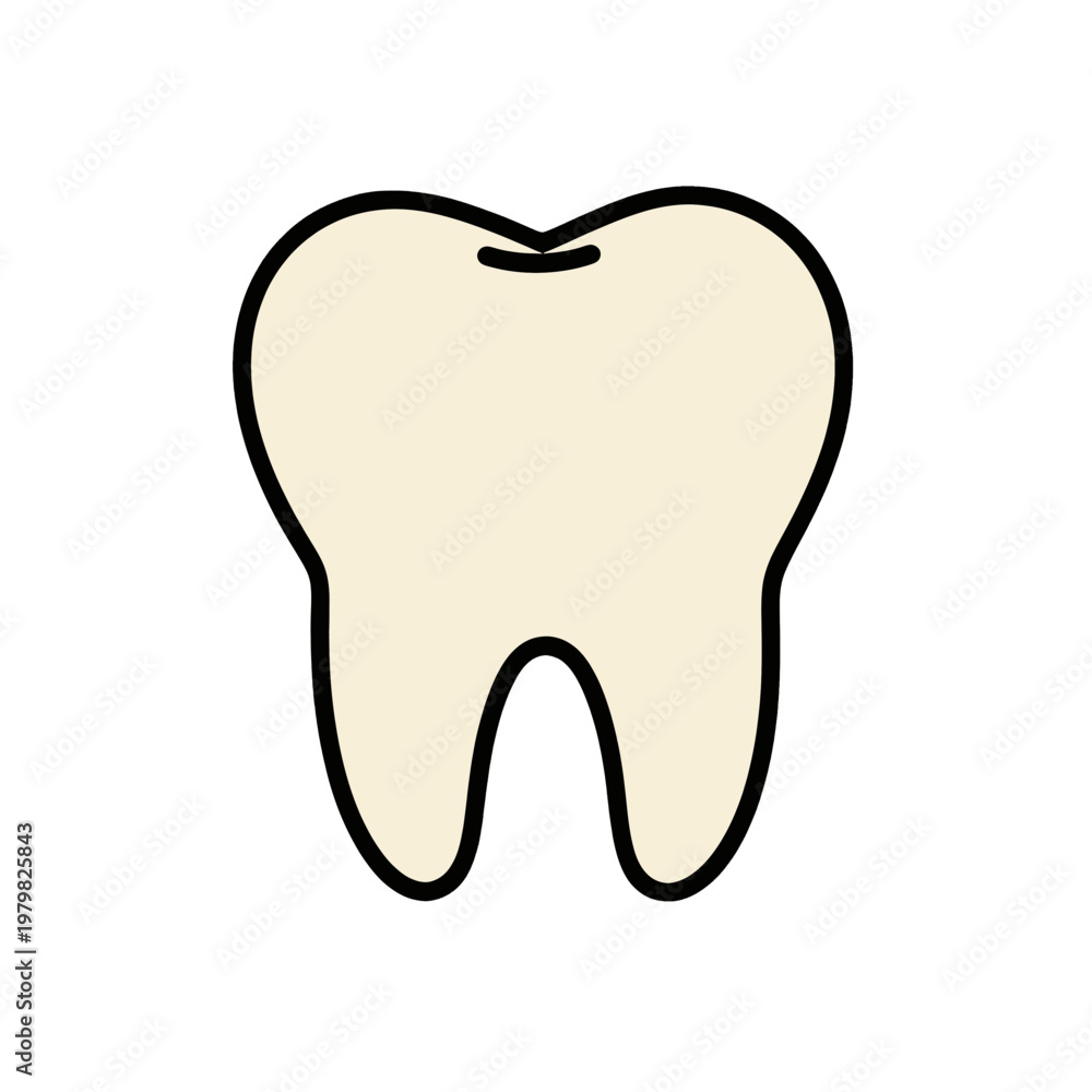 Obraz premium White Tooth Shape Flat Icon on Black Background