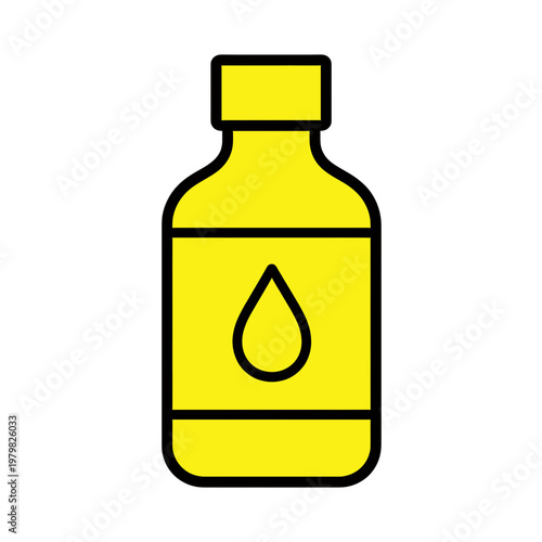 Yellow Liquid Bottle Icon with Droplet Symbol