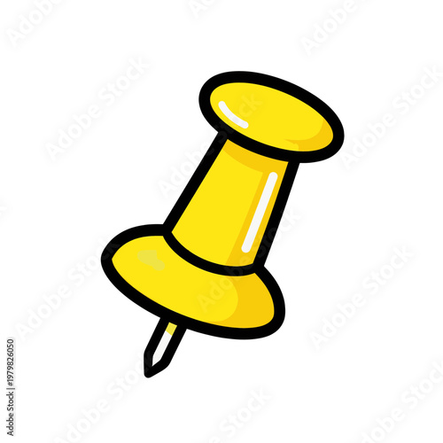 Yellow Pushpin Icon with Black Outline