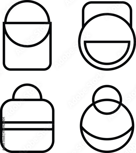 Cosmetic and packaging icons set with jar, bottle and container shapes in minimal outline style ideal for beauty products, ecommerce, branding and UI design