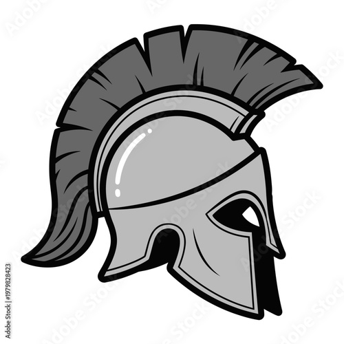 Ancient Spartan Warrior Helmet Icon, Greek Mythology Symbol, Military Headwear