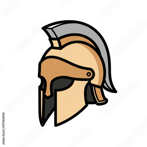 Ancient Spartan Warrior Helmet Illustration - Greek Mythology Symbol