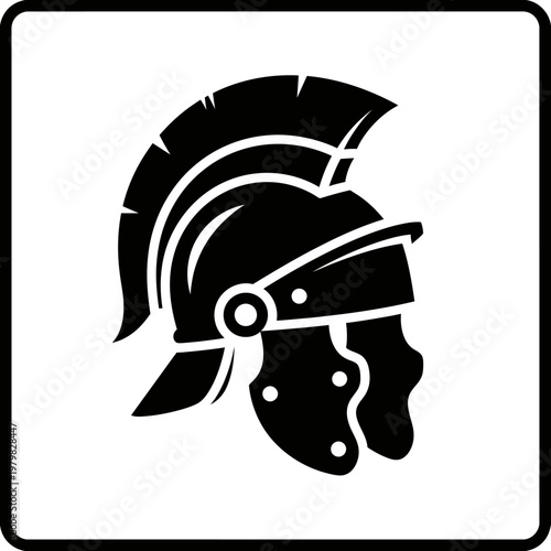 Black Roman Centurion Helmet Icon Silhouette Vector Art