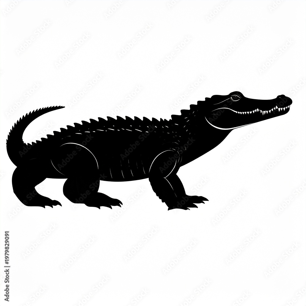 Fototapeta premium black silhouette of roaring dinosaur on white background vector illustration