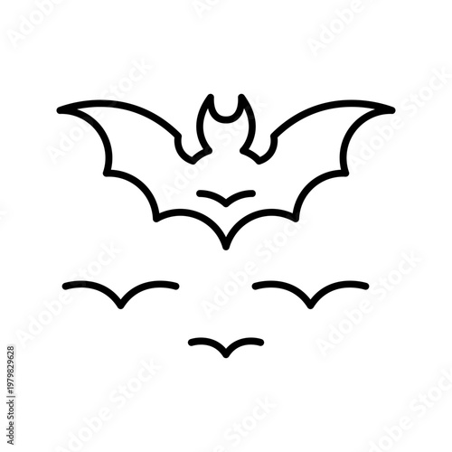 Bat virus icon. Healthcare and zoonosis line symbol. Black and white.