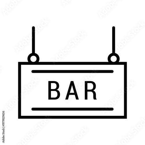 Bar sign icon. Food and bar line symbol. Black and white.