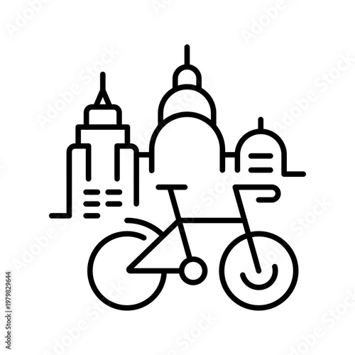 Bike sharing icon. Transport and bike sharing line symbol. Black and white.