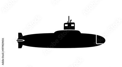 Black silhouette of a submarine.