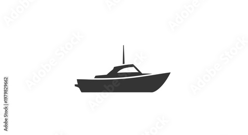 Black silhouette of a small boat.