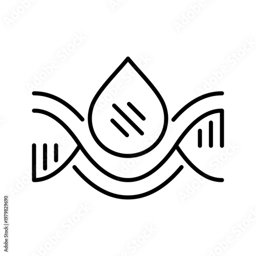 Blood dna test icon. Healthcare and genetic testing line symbol. Black and white.
