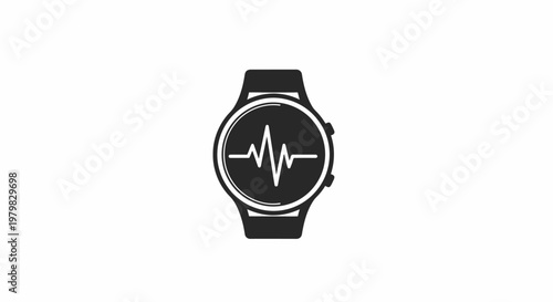 Black smart watch with heart rate.