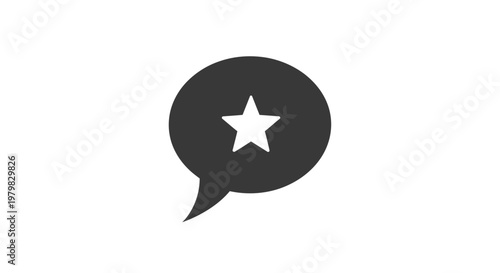 Black speech bubble with star.