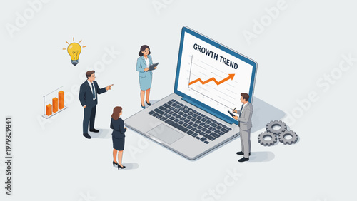 Business team discussing growth trend