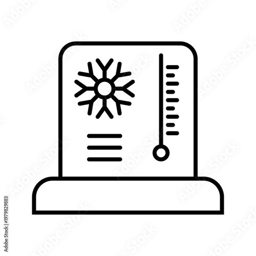 Cold storage icon. Science and cold storage line symbol. Black and white.