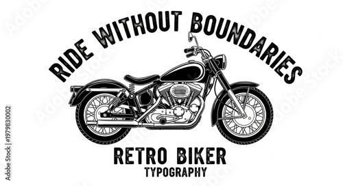 Retro Biker Typography Motorcycle Design.