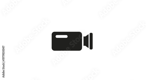 Black video camera icon graphic symbol.