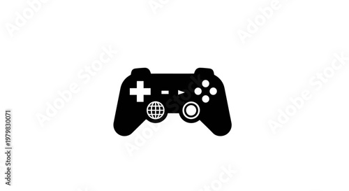 Black video game controller closeup.